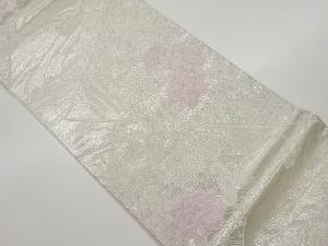 流水に草花・鴛鴦模様織出し袋帯